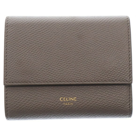 Celine Gray Greige Beige Trifold Wallet Leather Tri - Picture 1 of 6